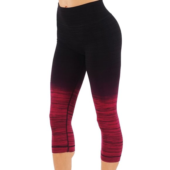 Codefit Pants - Black and Burgandy Capri ombré leggings